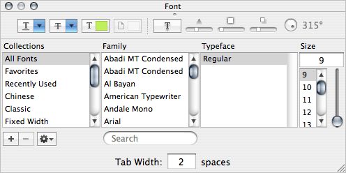 font panel: large