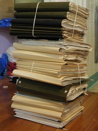 pile of work manuscripts